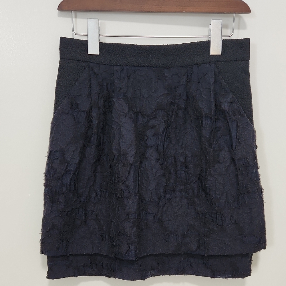 H&M Black and Navy Tiered Mini Skirt
